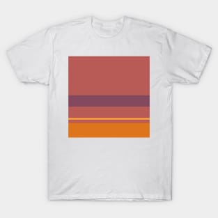 A scarce consistency of Old Heliotrope, Dark Mauve, Giant'S Club, Brownish Orange and Mango stripes. T-Shirt